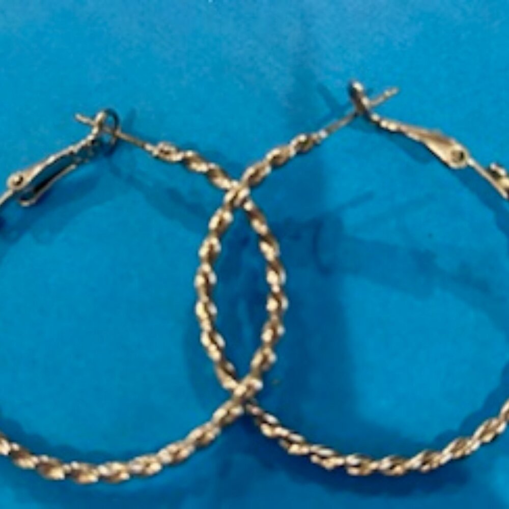 Vintage 1980s/1990s Silver Rope Hoop Earrings